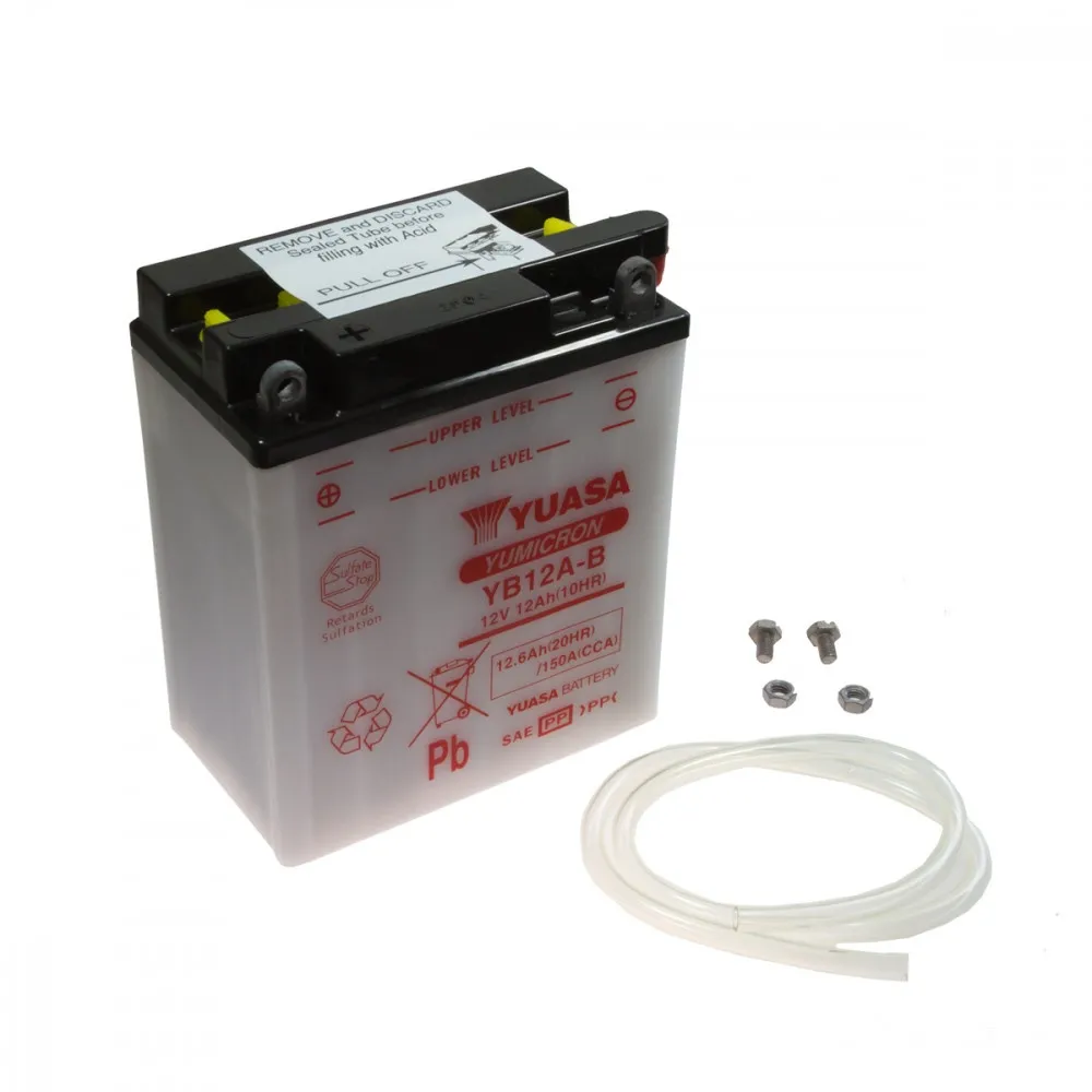 YUASA Batterie YB12A-B, 12 Volt Trocken vorgeladen