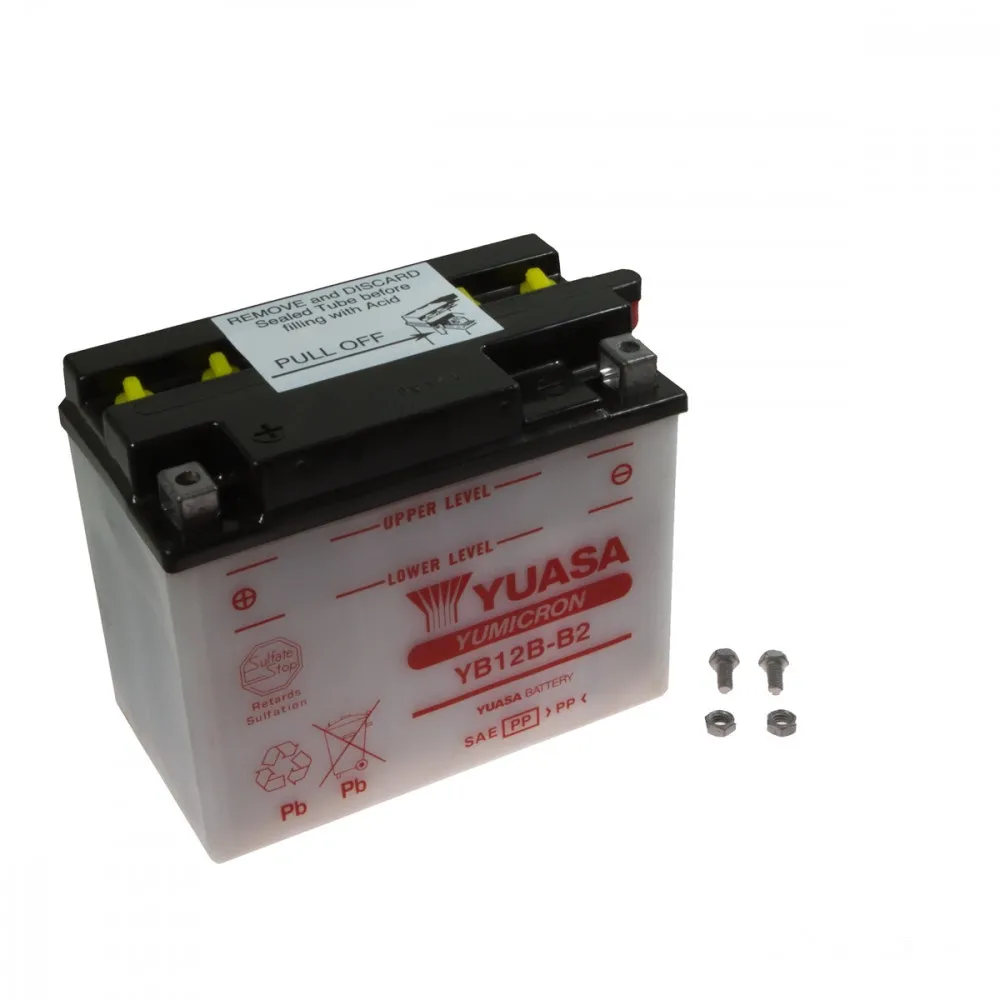 YUASA Batterie YB12B-B2, 12 Volt Trocken vorgeladen