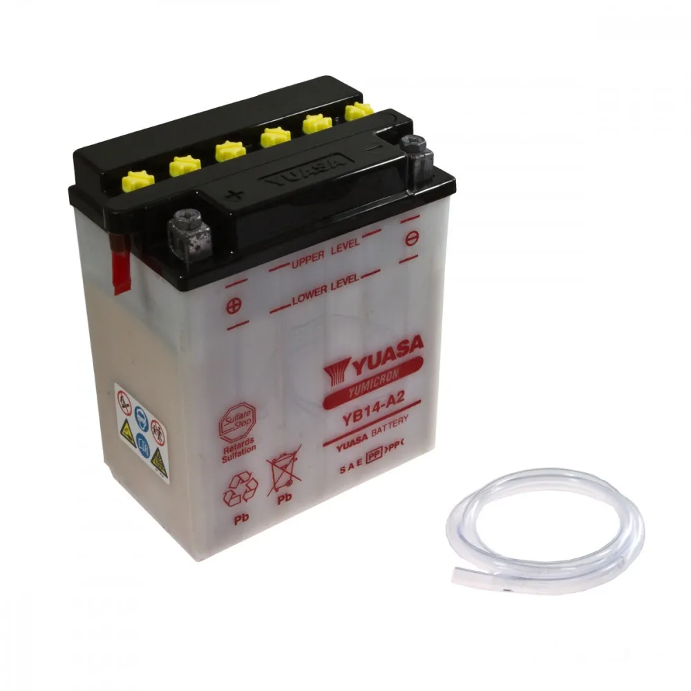 YUASA Batterie YB14-A2, 12 Volt Trocken vorgeladen