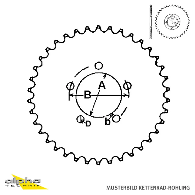 Kettenrad Rohling Aluminium , Z-36 f
