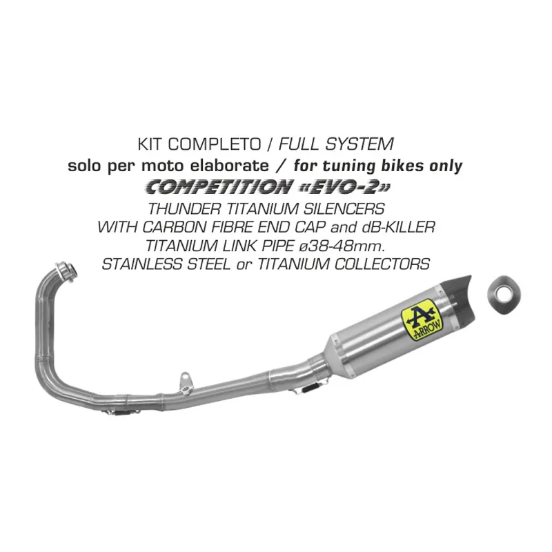 ARROW Auspuff Komplettanlage THUNDER COMPETITION EVO-2 FULL SYSTEM für Yamaha YZF-R3 2015, Titan u. Edelstahl