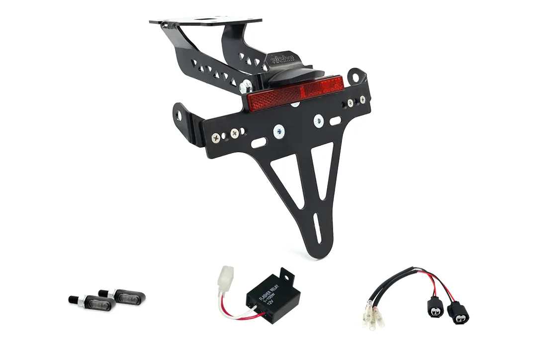 alpha Technik Kennzeichenhalter-Blinker-Kit M-LED für Kawasaki Z900 ab Modelljahr 2020- (Hinten)