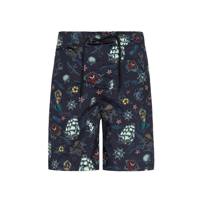 King Kerosin AOP Sailor Swim Shorts Schwarz