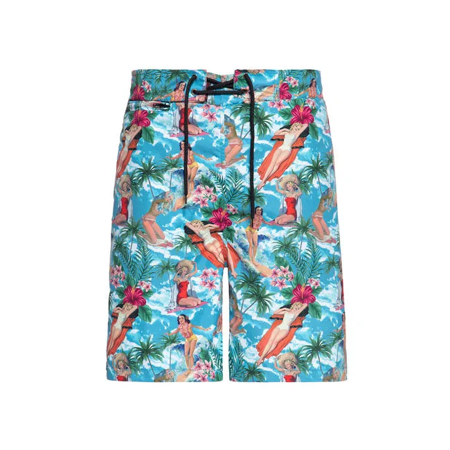 King Kerosin AOP Tropical Hawaiian Swim Shorts