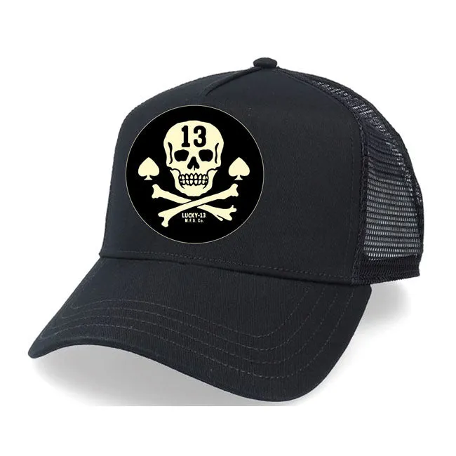 Lucky 13 Piratentotenkopf Trucker Hut